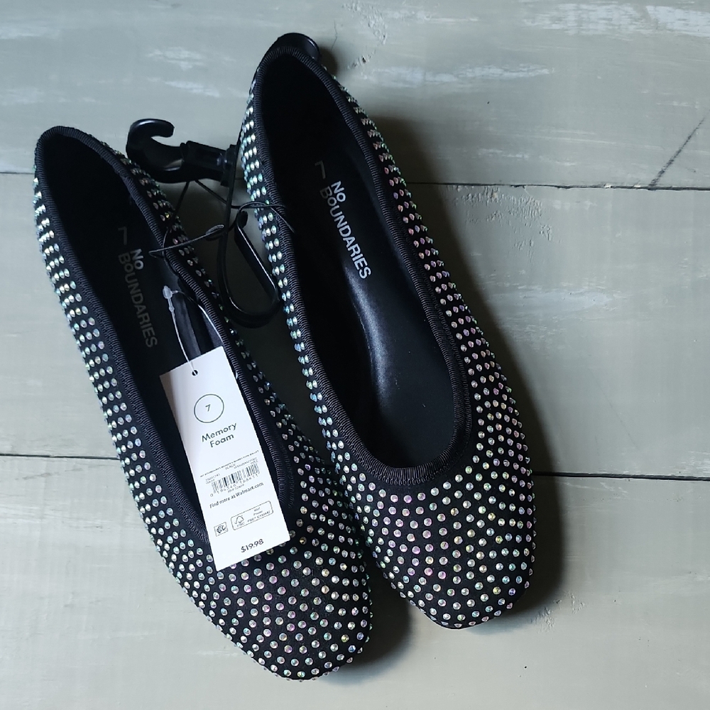 No Boundaries Black Rhinestone Embellished Flats